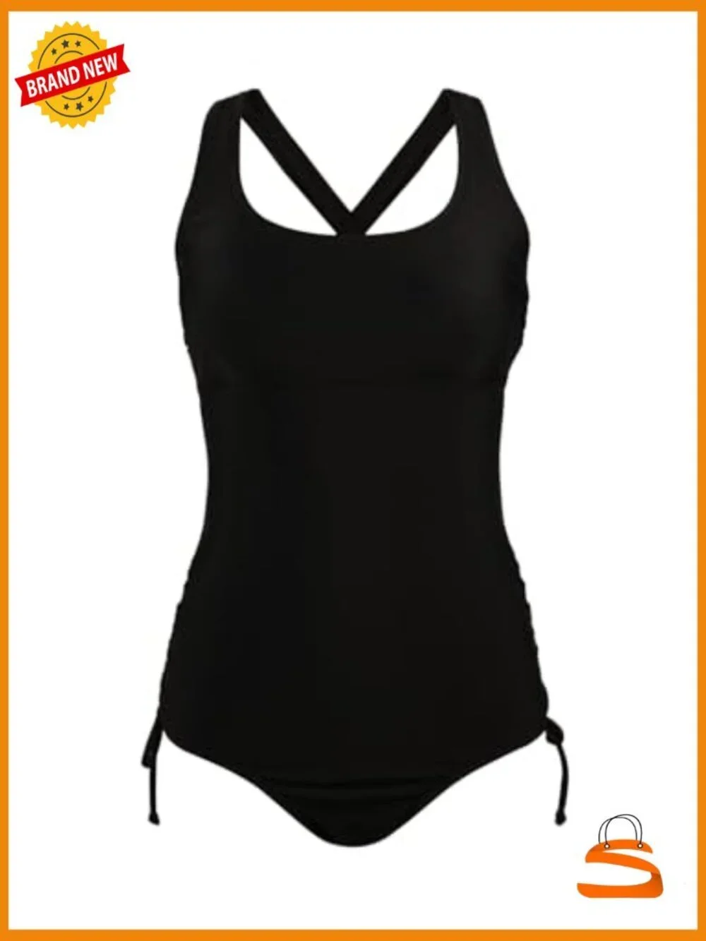 Maternity One Piece Swimsuit Crisscross Back Strappy Side Square Neck